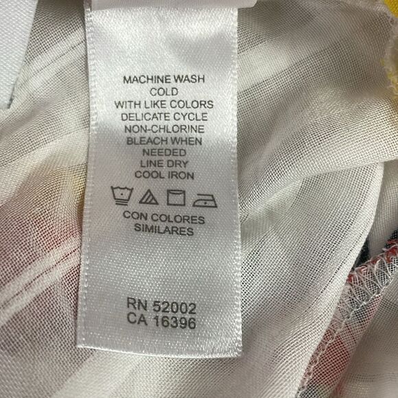 LIZ CLAIBORNE LIZSPORT Floral Sheer 3/4 Sleeve Button Up Blouse Size Large - Picture 7 of 9